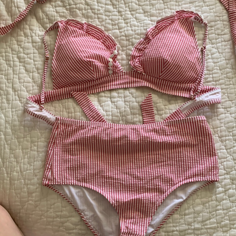 J Crew seersucker bikini top and bottom